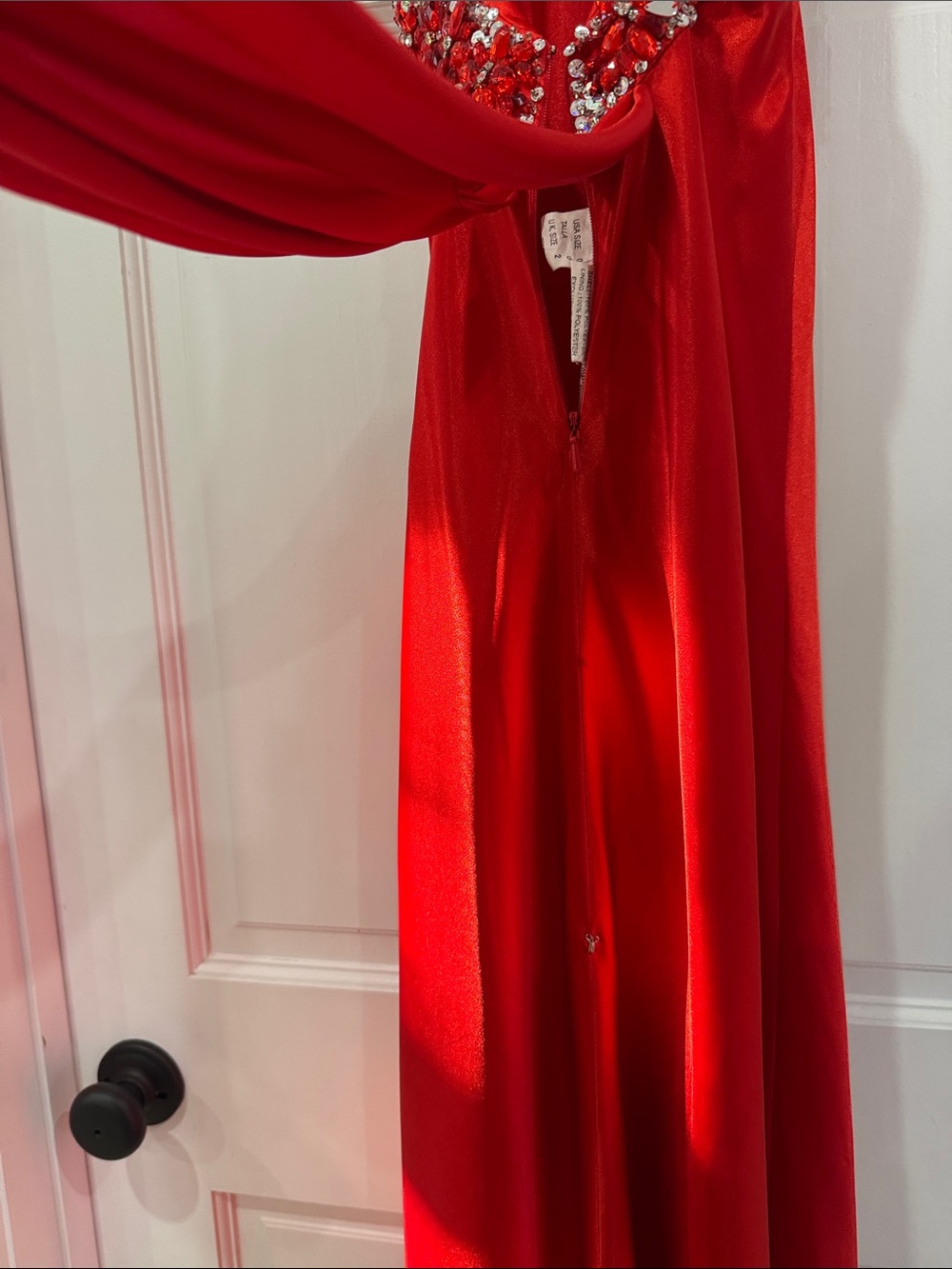 Mari Lee by Madeline Gardner Red Beaded Halter Prom Dress/ Evening Gown formal - Picture 14 of 16